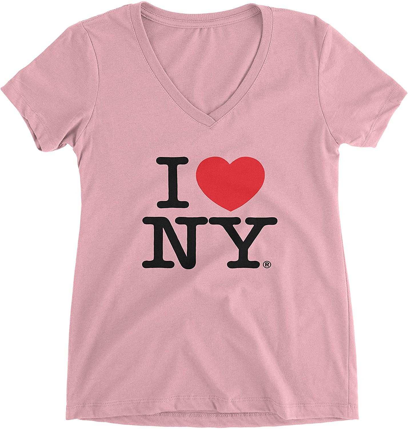 I Love NY Women's Light Pink V-Neck T-Shirt