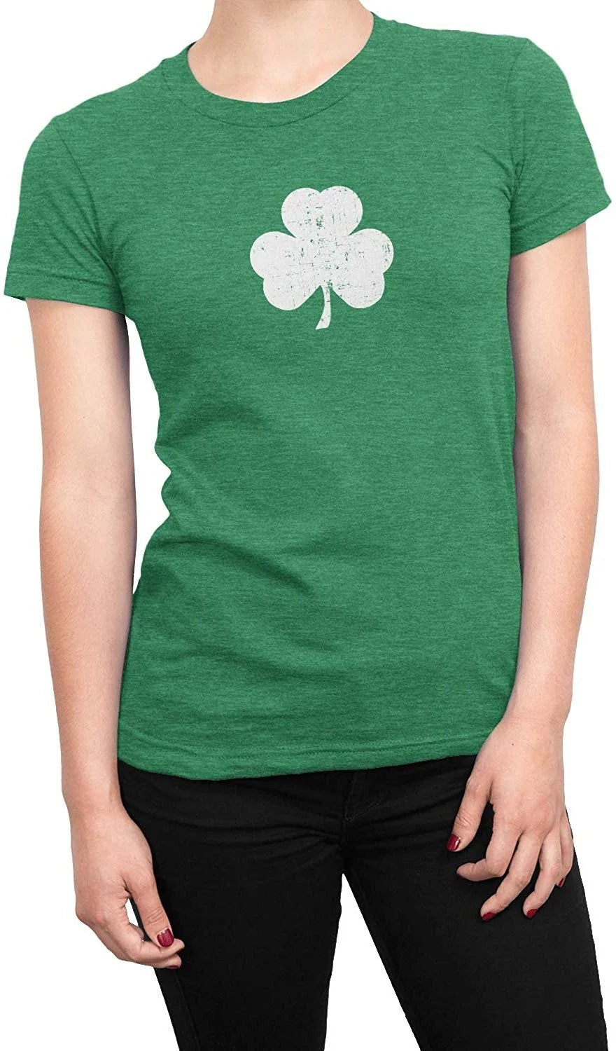 Shamrock Women's Heather Green Distressed T-Shirt