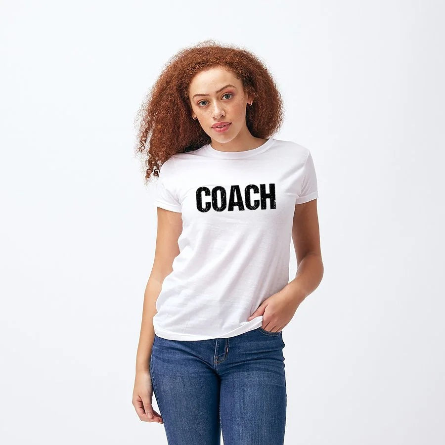 NYC Factory Women's Coach Distressed White T-Shirt