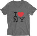 I Love NY Ladies V-Neck T-Shirt Tee Heather Charcoal