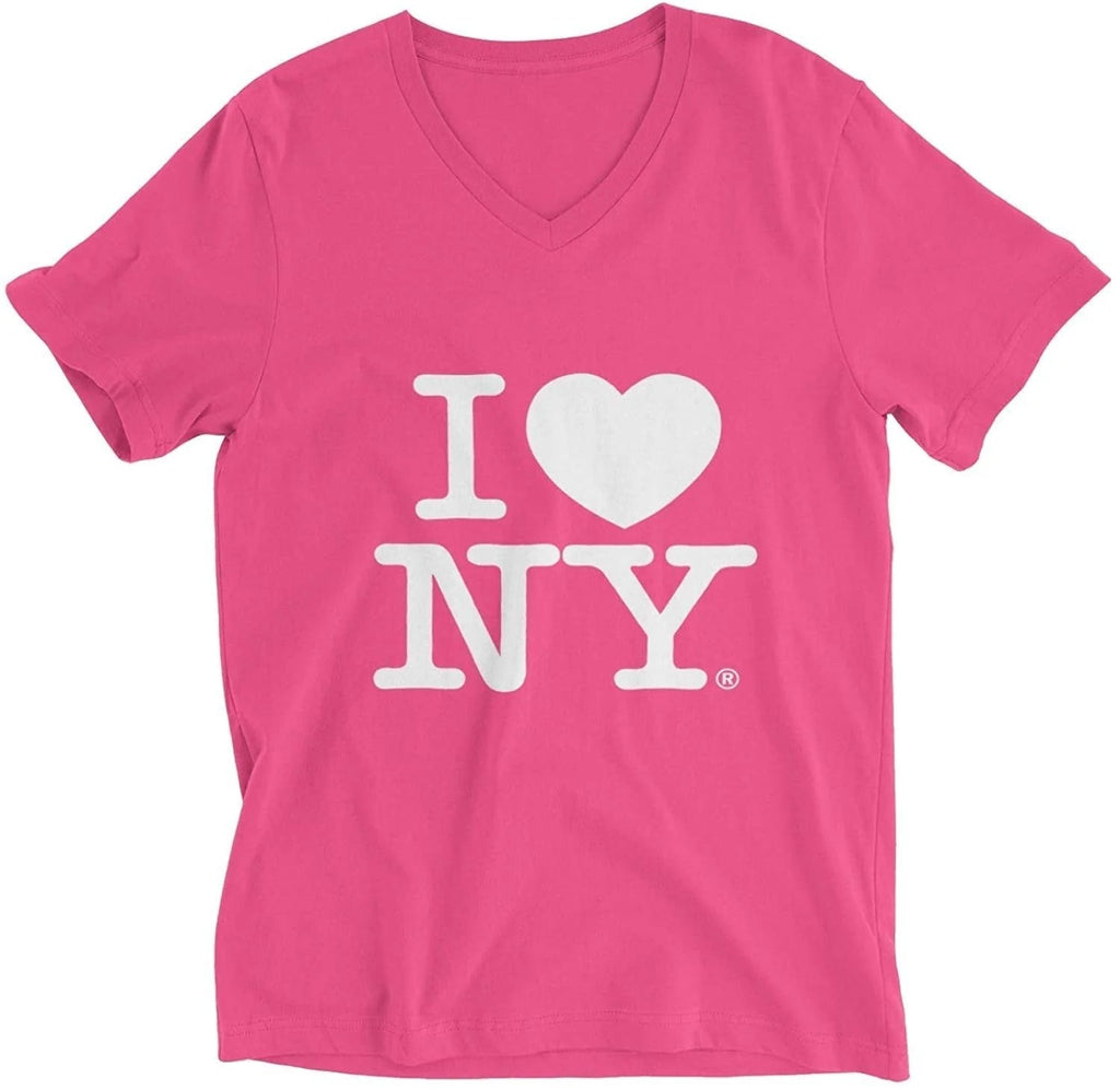 I Love NY Women's Hot Pink V-Neck T-Shirt