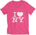 I Love NY Women's Hot Pink V-Neck T-Shirt