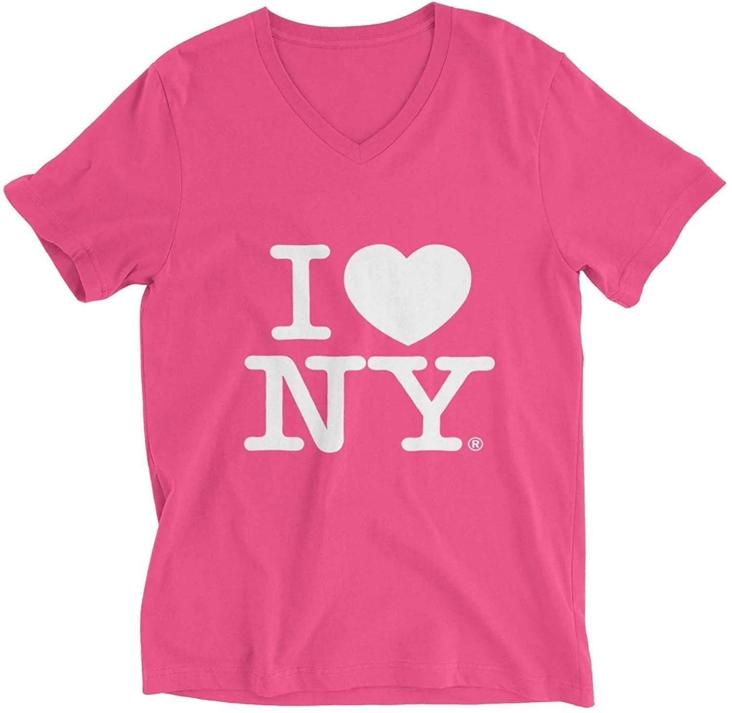 I Love NY Women's Hot Pink V-Neck T-Shirt