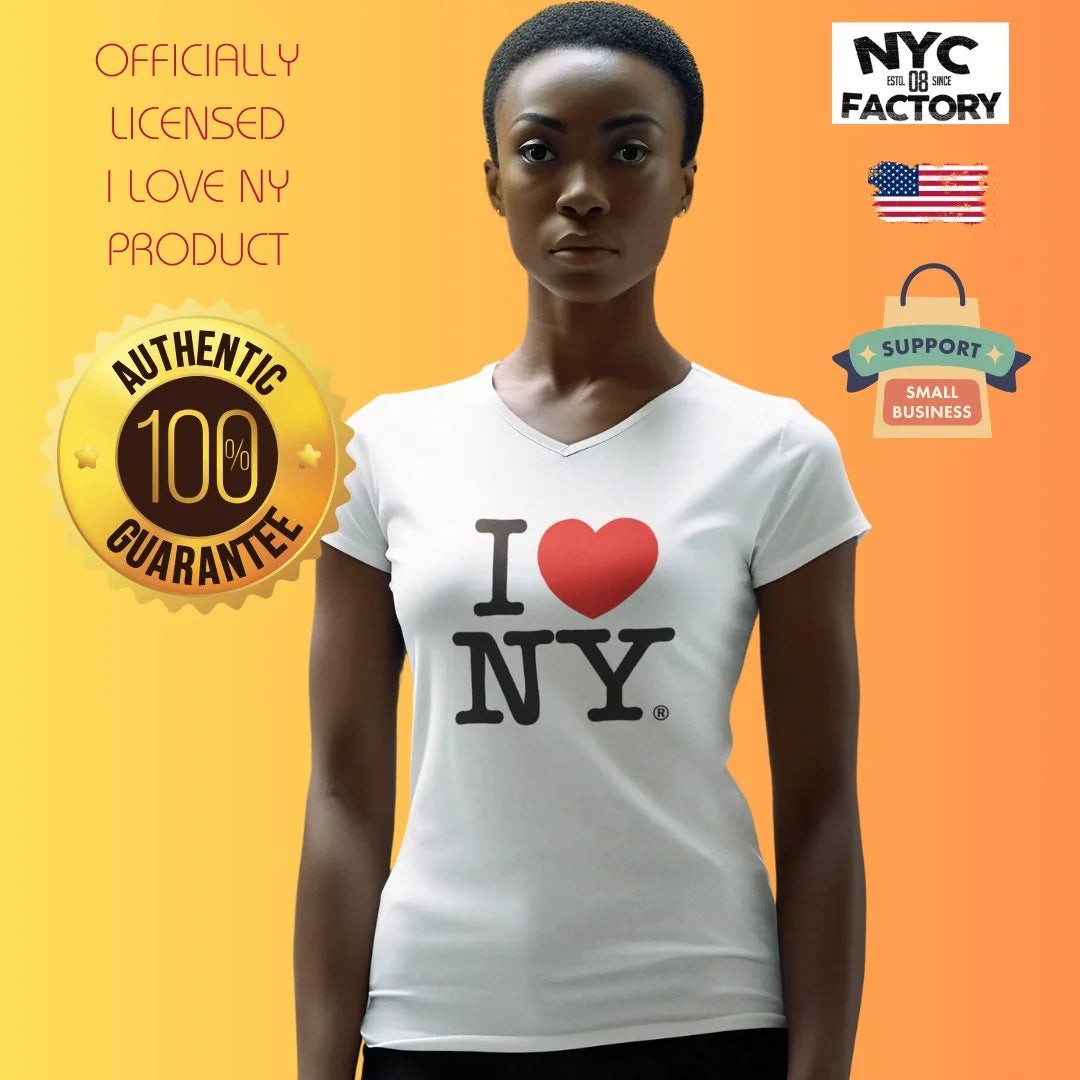 I Love NY Women's Hot Pink V-Neck T-Shirt