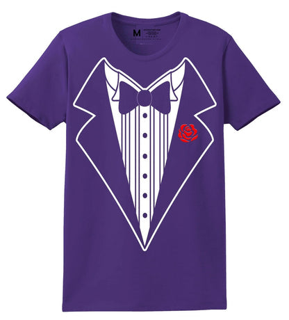 NYC Factory Women's Tuxedo Graphic Purple T-Shirt