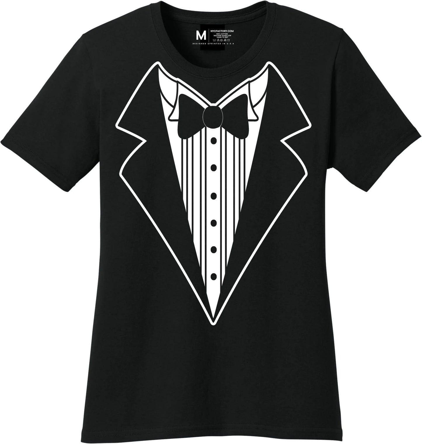 NYC Factory Women's Faux Tuxedo Black T-Shirt