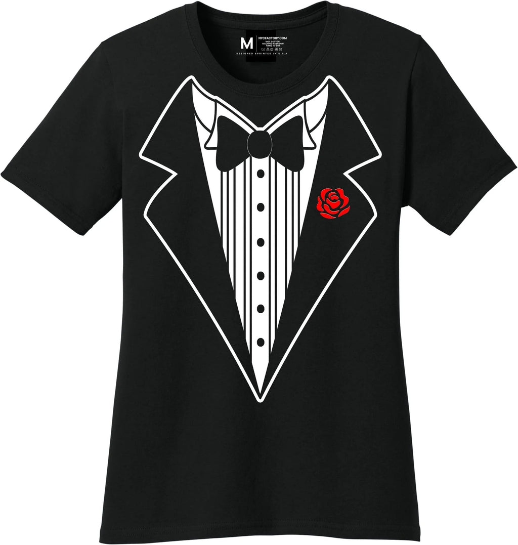 NYC Factory Women's Tuxedo T-Shirt Black