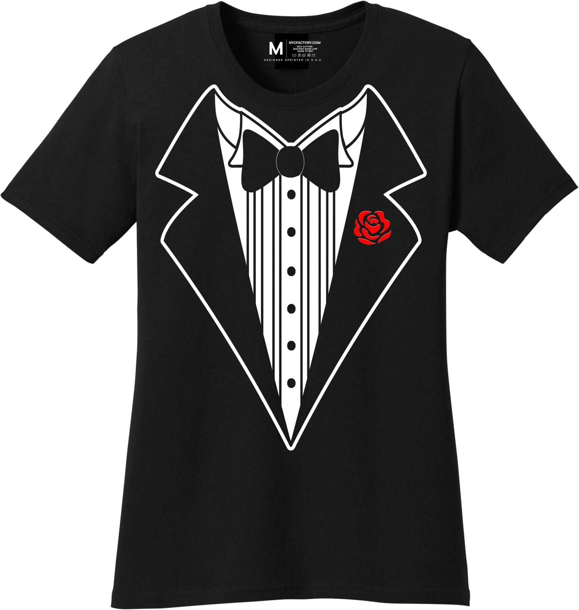NYC Factory Women's Tuxedo T-Shirt Black