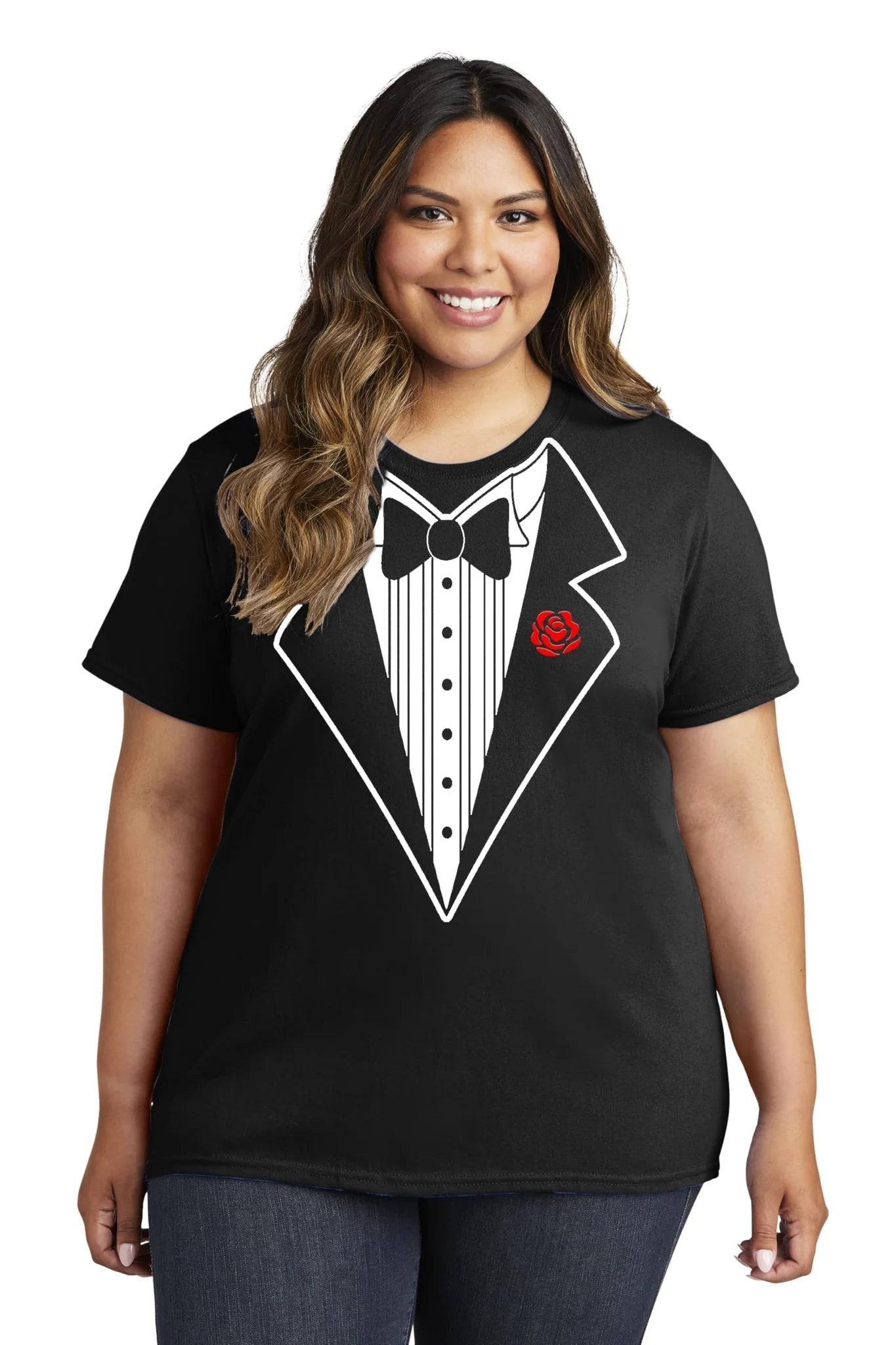 NYC Factory Women's Tuxedo T-Shirt Black
